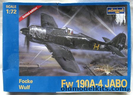 Admiral 1/72 Focke Wulf FW-190 A-4 Jabo - Walter Nowotny Staffelkapitan 1/JG54 1943 / Otto Berchtold I/SKG 10 1943, KPL72001 plastic model kit